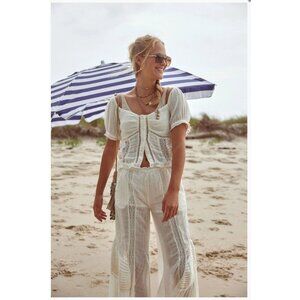 FREE PEOPLE Bali Alana Top & Pant Set in Cloud Dancer Combo Size Medium
